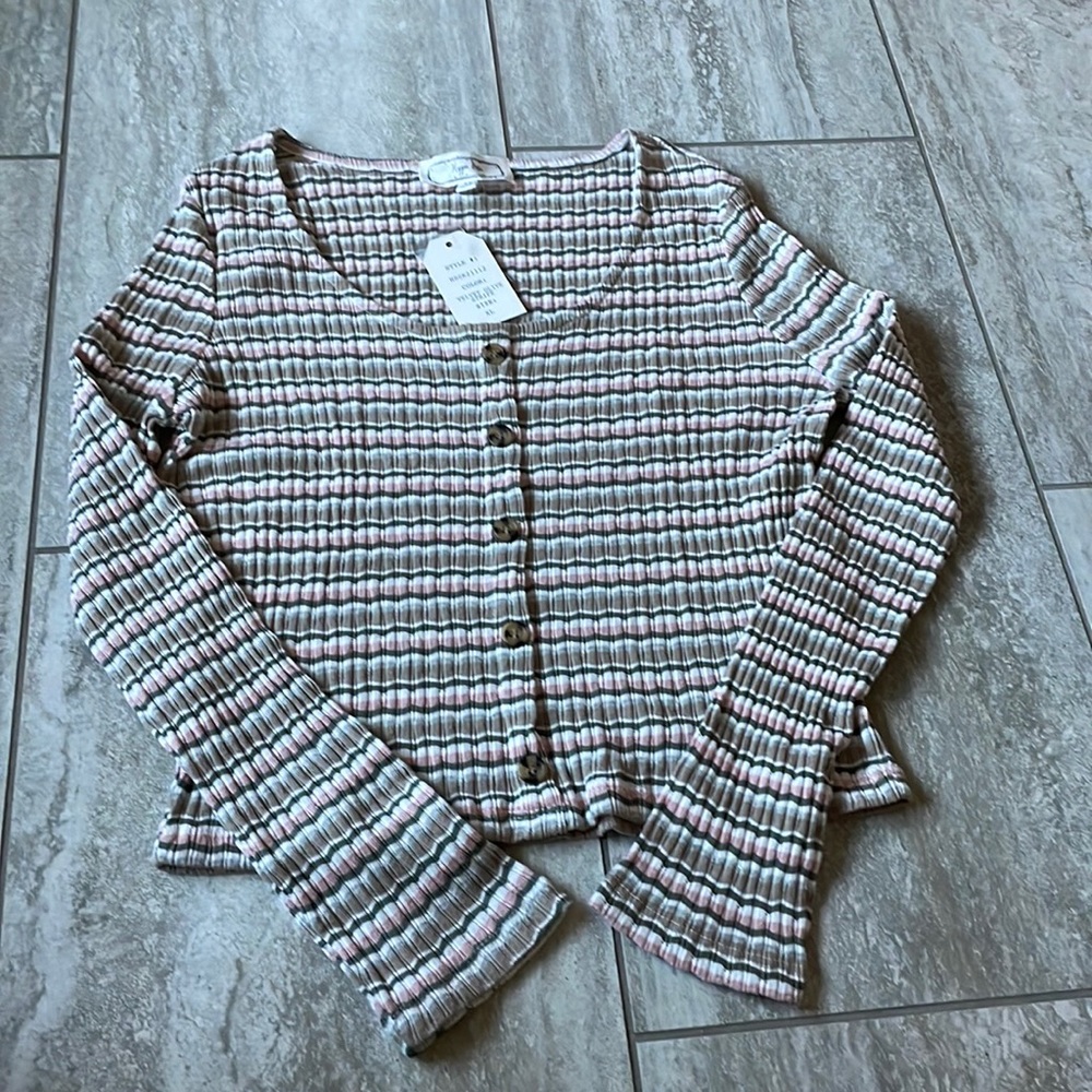 Hippie Rose X-large long sleeves striped olive velvet for women